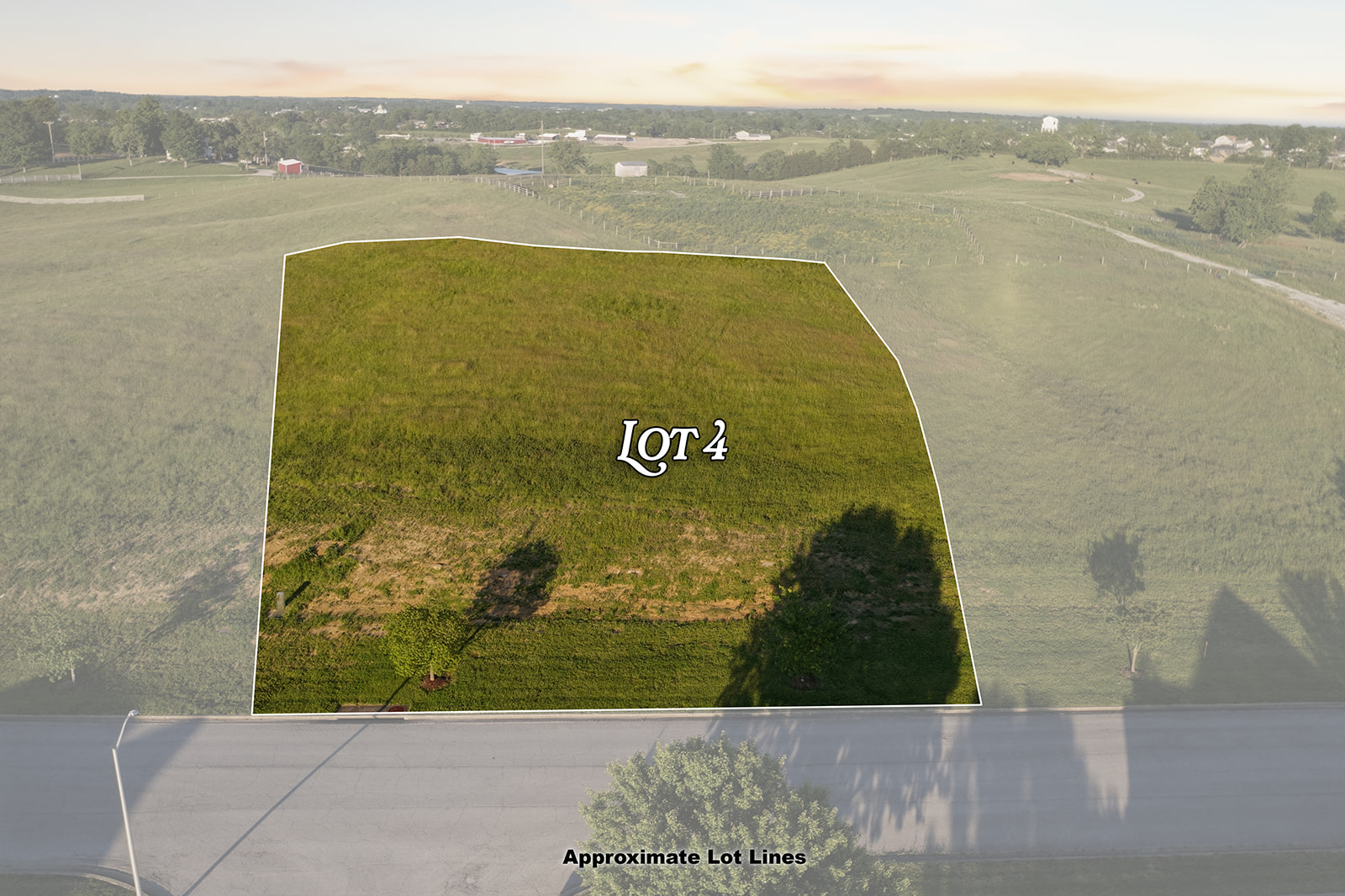 Aerial photo of Lot 4 — 1.10-acre homesite for sale in The Overlook subdivision, Lawrenceburg, KY $84,900